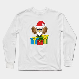 Santa Claus Owl with Presents Long Sleeve T-Shirt